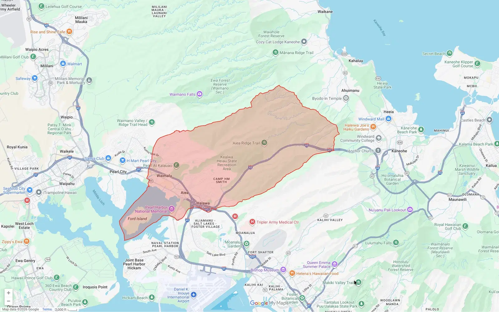 Aiea Neighborhood Board boundary map