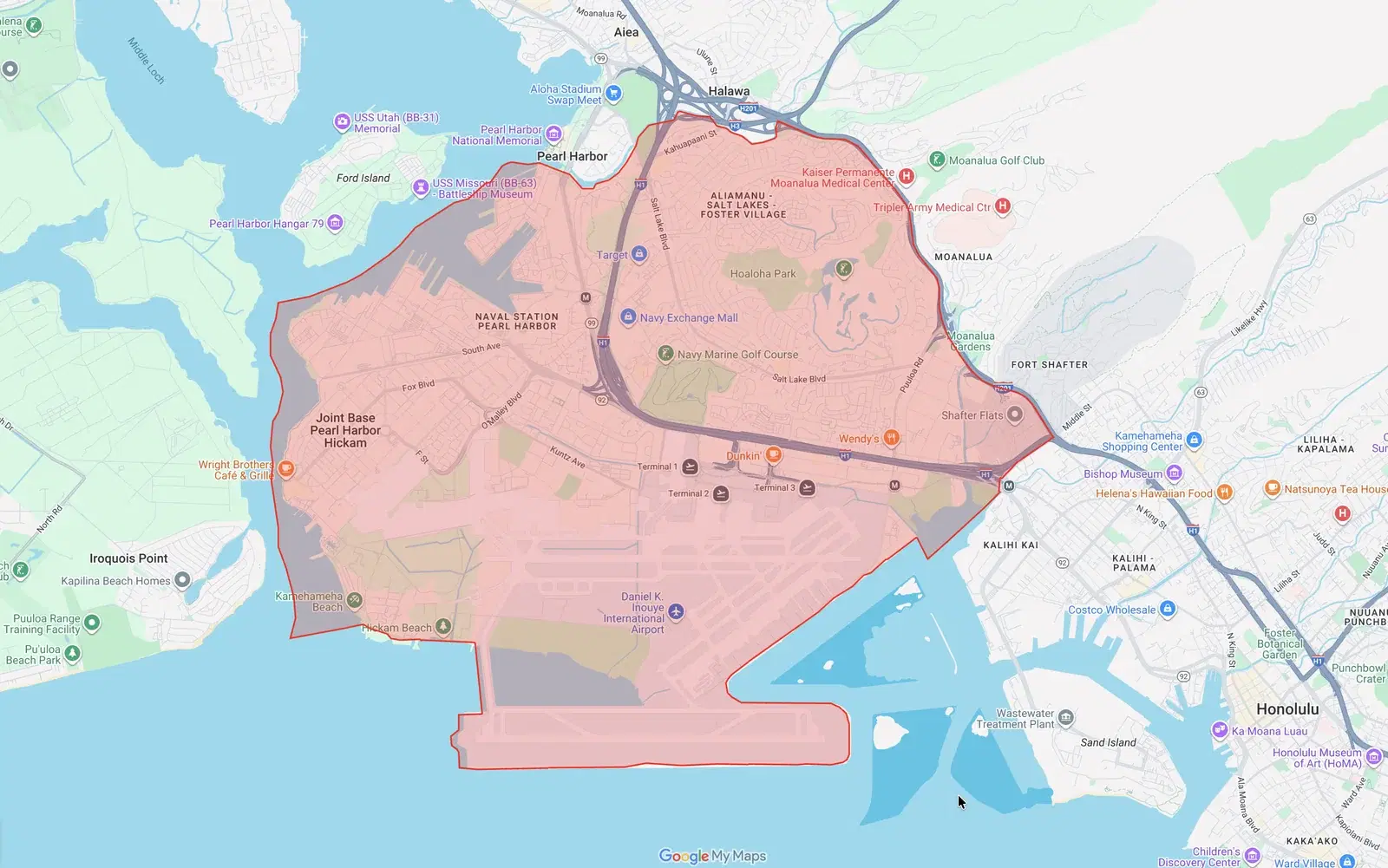 Aliamanu-Salt Lake Neighborhood Board boundary map
