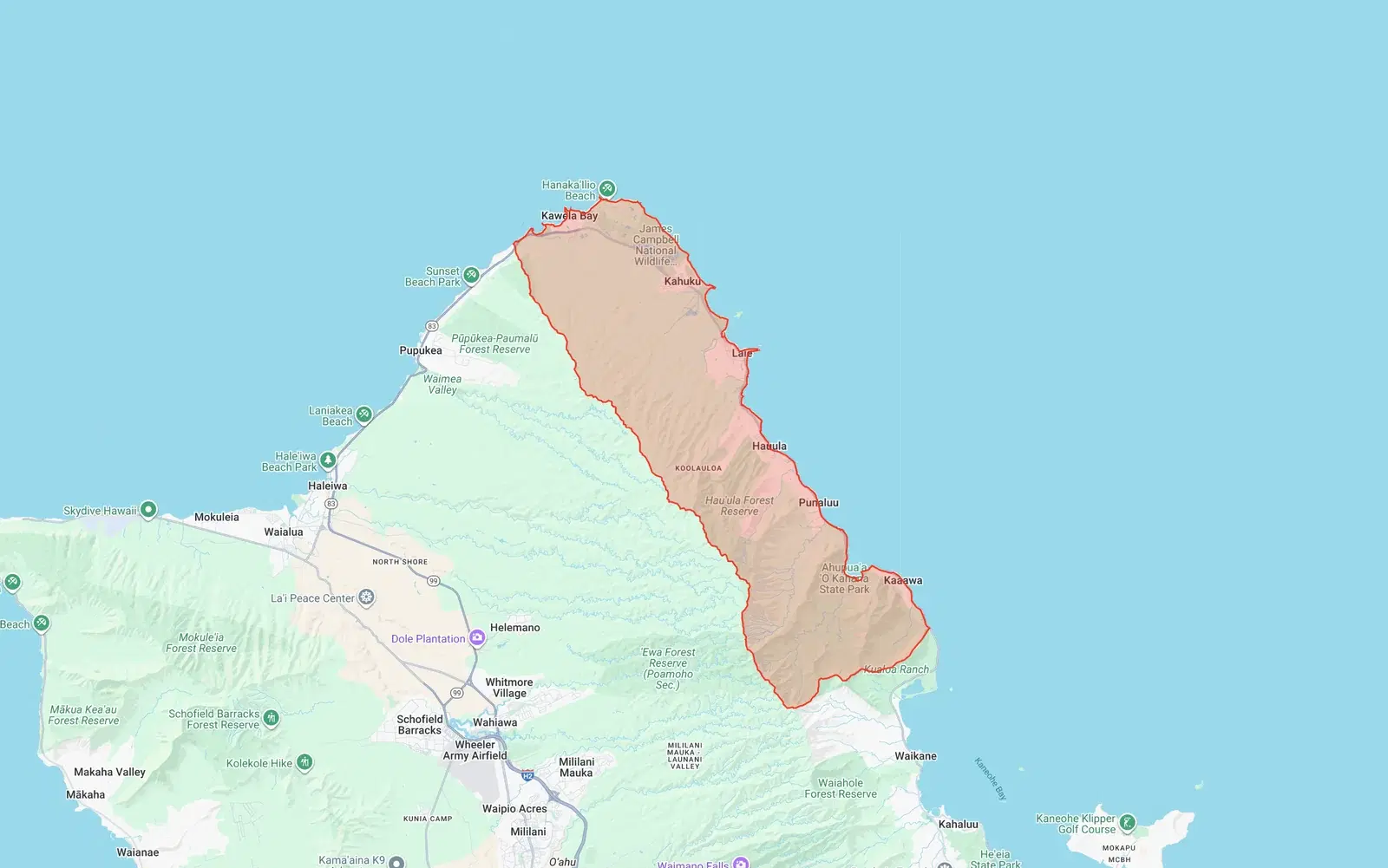 Koolauloa Neighborhood Board boundary map