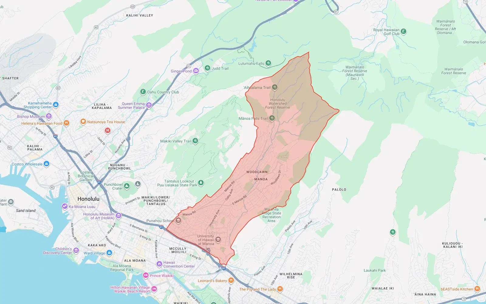 Manoa Neighborhood Board boundary map