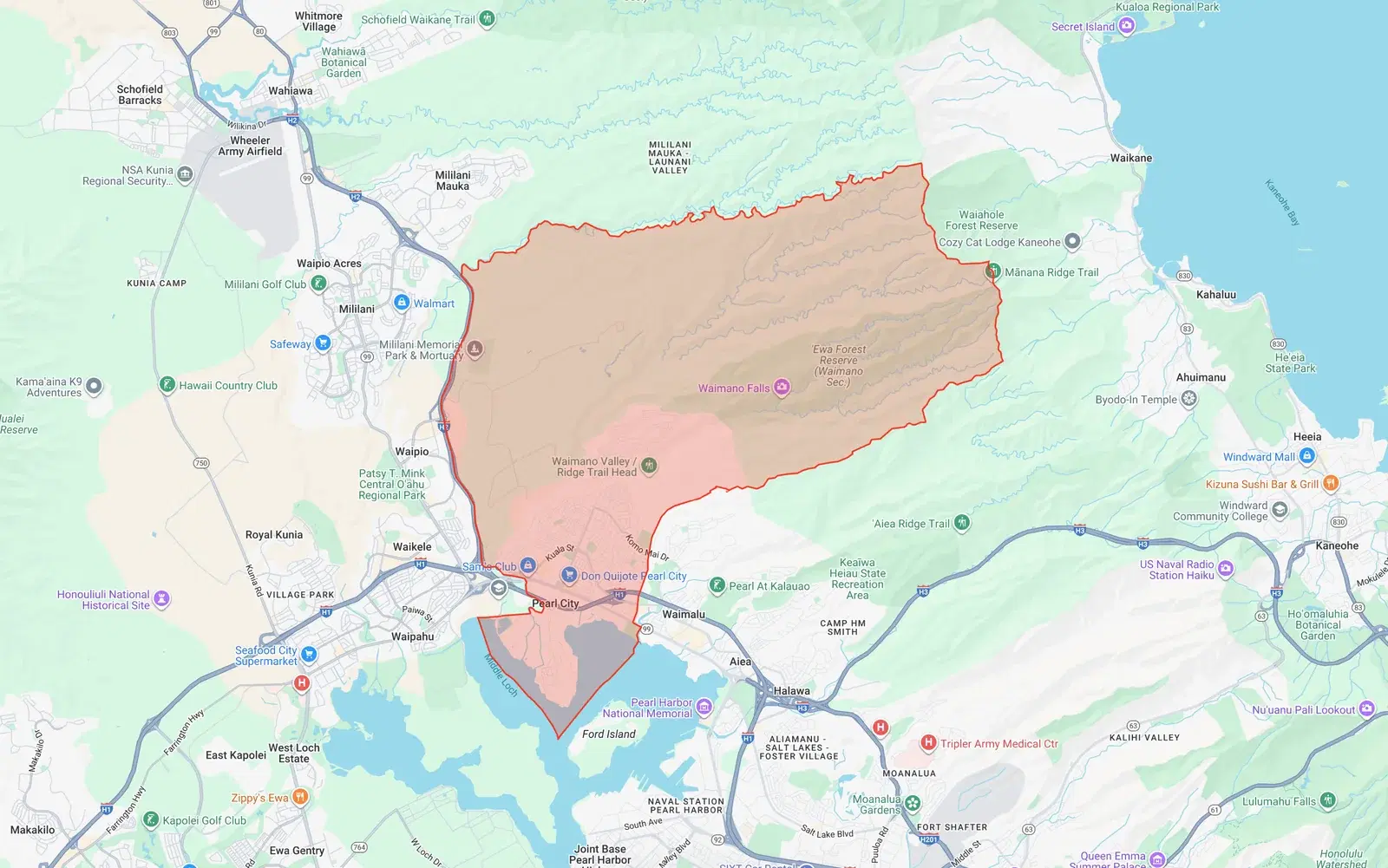 Pearl City Neighborhood Board boundary map