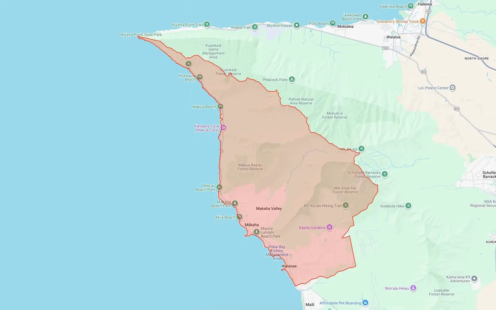 Waimanalo Neighborhood Board boundary map