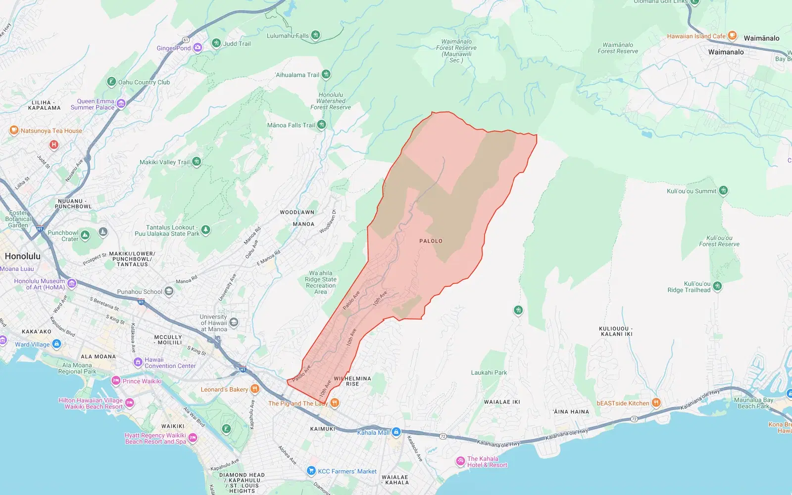 Palolo Neighborhood Board boundary map